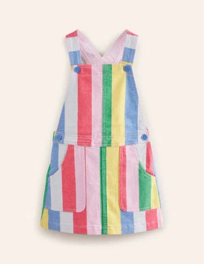 Mini Boden Kids' Overall Dress Multi Rainbow Stripe Girls Boden