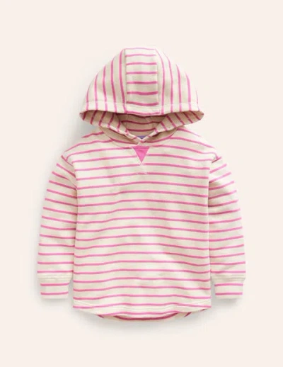 Mini Boden Kids' Relaxed Hoodie Oatmeal Marl/pink Girls Boden