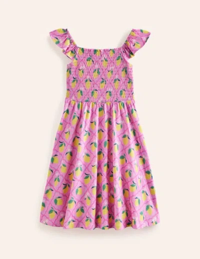 Mini Boden Kids' Shirred Jersey Dress Pink Lemon Grove Girls Boden