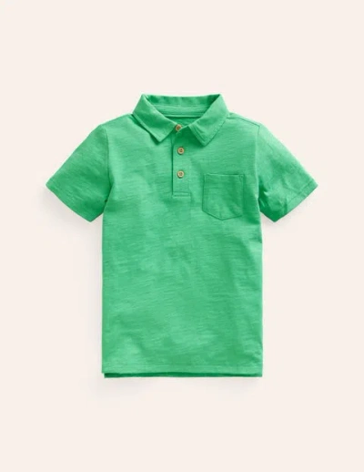 Mini Boden Kids' Slubbed-jersey Polo Shirt Pea Green Boys Boden
