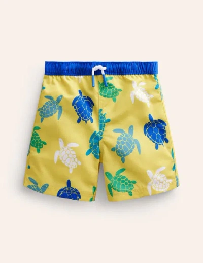 Mini Boden Kids' Swim Shorts Yellow Turtles Boys Boden