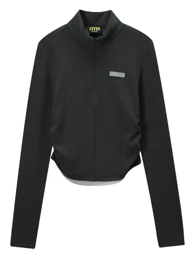 Mini Cream Ruched Long-sleeve Jacket In Black