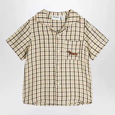 Mini Rodini Kids' Beige Shirt With A Checkered Pattern