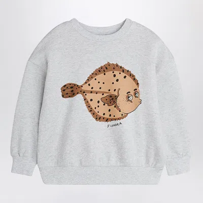 Mini Rodini Kids' Gray Sweatshirt With Flundra Print In Grey