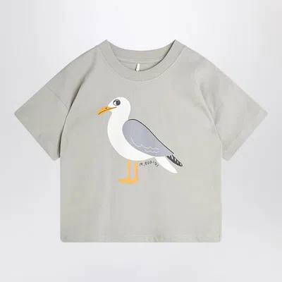 Mini Rodini Kids' Gray T-shirt With Seagull Print In Grey