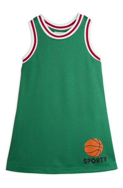 Mini Rodini Kids' Basketball Mesh Tank Dress In Green