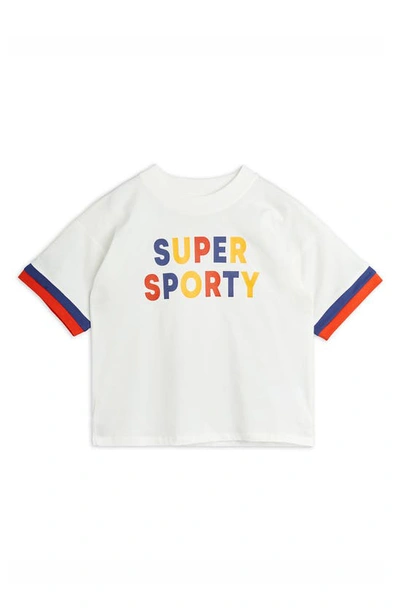 Mini Rodini Kids' Super Sporty Organic Cotton Graphic T-shirt In Ivory