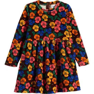 Mini Rodini Kids' Violas Velour Dress In Multi