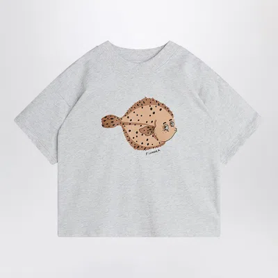 Mini Rodini Kids' Light Grey T-shirt With Flundra Print