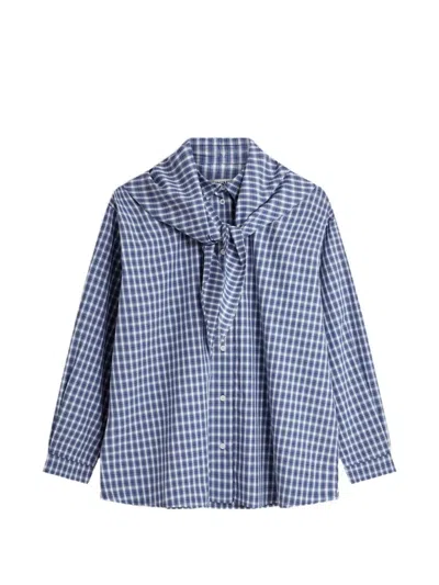 Minimum Harper Scarf-detail Shirt In Blue
