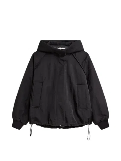 Minimum Hooded Drawstring-hem Bomber Jacket In Black