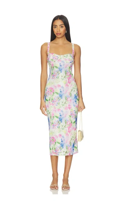 Minkpink Celina Mesh Midi Dress In Watercolour Floral
