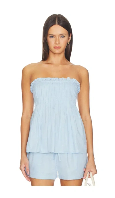 Minkpink Ines Strapless Top In Sky Blue