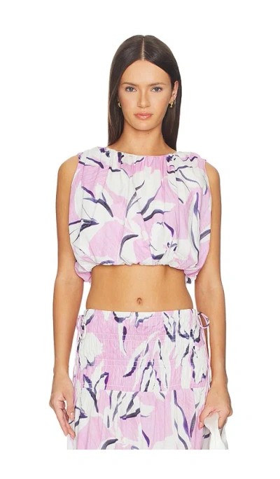 Minkpink Paloma Bubble Top In Pink Abstract