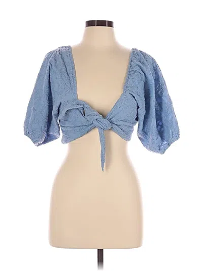 Pre-owned Minkpink Short Sleeve Blouse In Blue