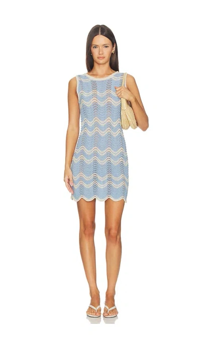 Minkpink Solange Knit Mini Dress In Sky Blue & Beige