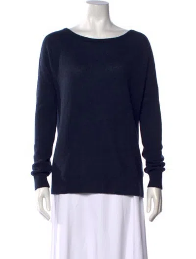Pre-owned Minnie Rose Cashmere Bateau Neckline Sweater In Blue