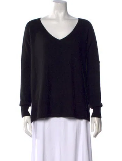 Pre-owned Minnie Rose Cashmere V-neck Sweater In Black