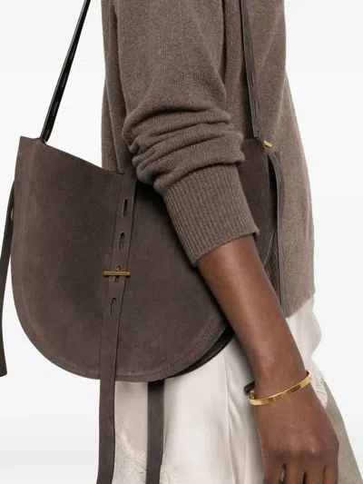 Minobossi Lizzie Suede Shoulder Bag In Gray