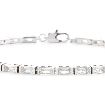 Mint & Lily Dainty Baguette Tennis Bracelet In Silver