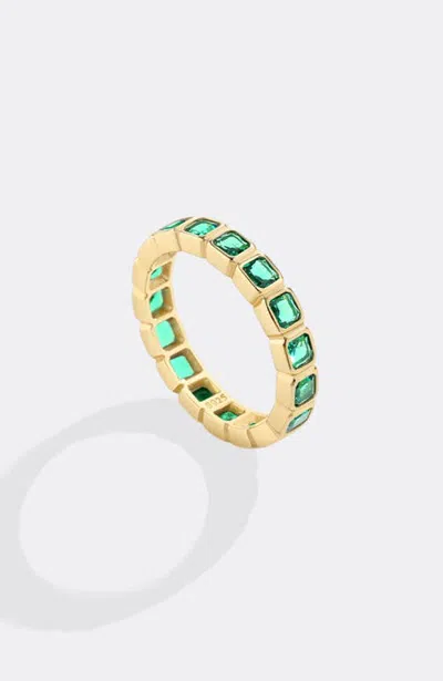 Mint & Lily Emerald Cut Birthstone Eternity Ring In May Emerald