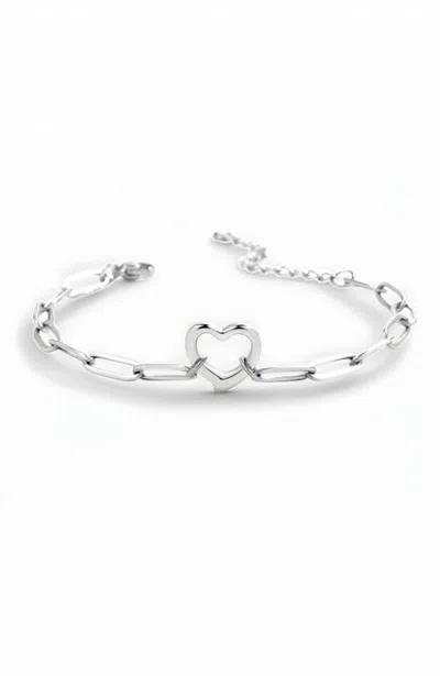 Mint & Lily Open Heart Paperclip Chain Bracelet In Silver