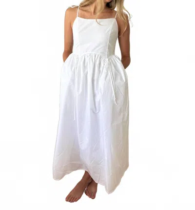 Miou Muse Kylie Bow Accent Empire Waist Midi Dress In White