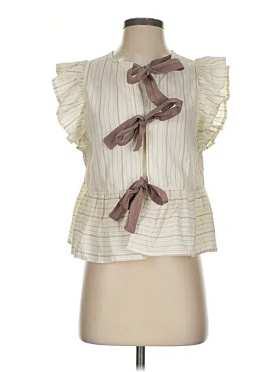 Pre-owned Miou Muse Tank Top Ivory Tie Neck Tops