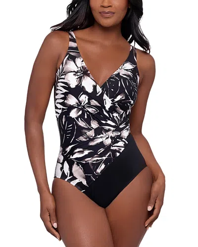 Miraclesuit Monochroma Oceanus Draped One Piece Swimsuit In Multi