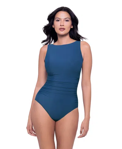 Miraclesuit Women's Regatta Tummy Control Hidden Underwire High Bateau Neckline One-piece Swimsuit In Twilight