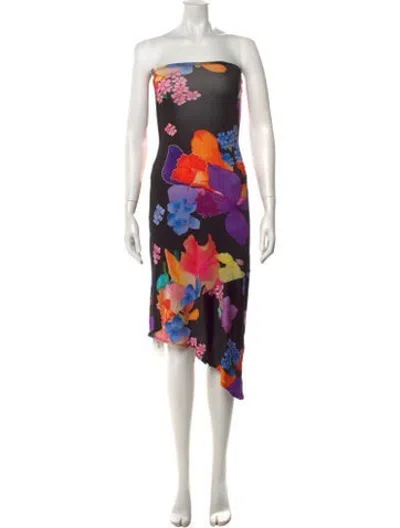 Pre-owned Mirae Floral Print Midi Length Dress In Multicolor
