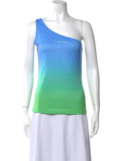 Pre-owned Mirae Printed One-shoulder Top W/ Tags In Blue