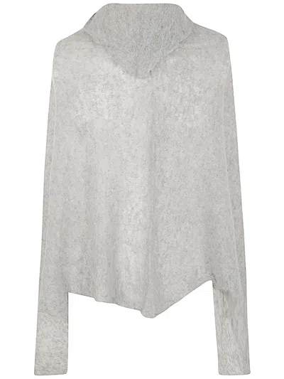 Mirror In The Sky Open Knitted Poncho In Gray