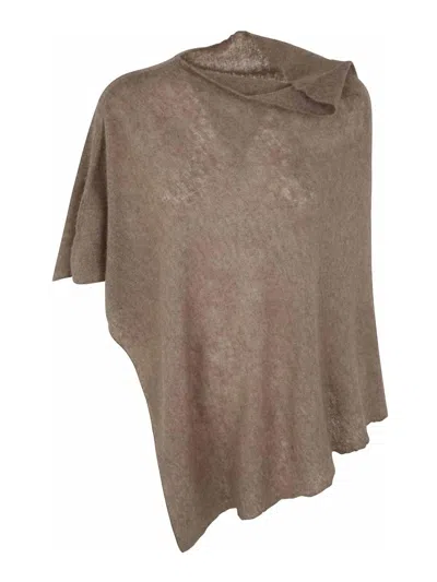Mirror In The Sky Open Knitted Poncho Melange In Multicolour