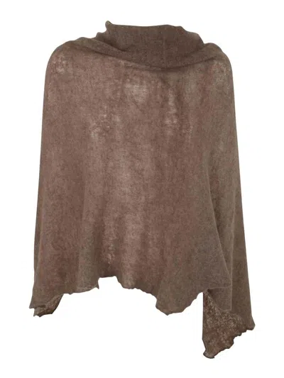 Mirror In The Sky Open Knitted Poncho Melange In Multicolour