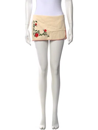 Pre-owned Mirror Palais Floral Print Mini Skirt W/ Tags In Yellow