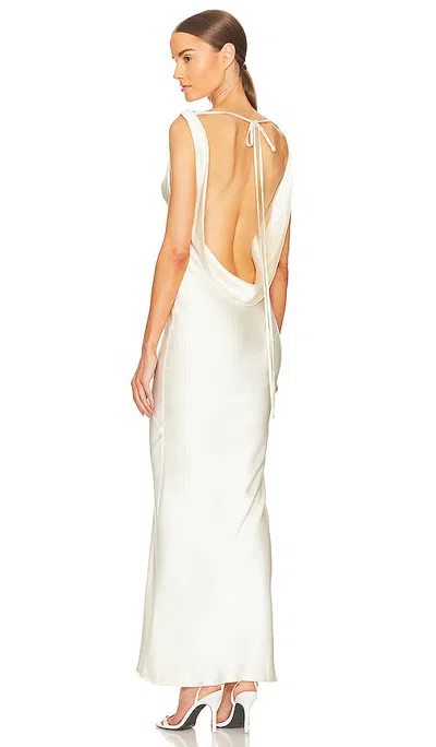 Mirror Palais Plunging Back Cowl Dress In Pearl