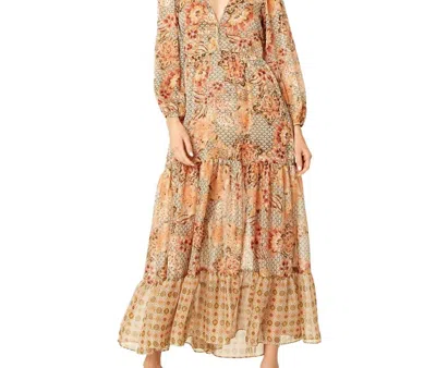 Misa Anahita Dress In Flora Tile Mix In Orange