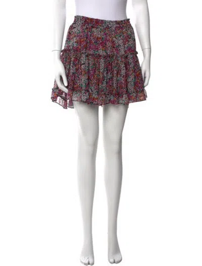 Pre-owned Misa Floral Print Mini Skirt In Black/purple