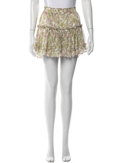 Pre-owned Misa Floral Print Mini Skirt In White