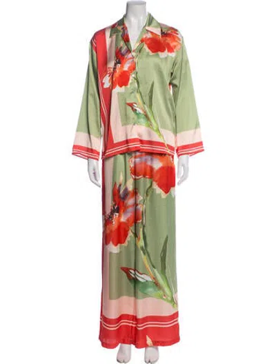 Pre-owned Misa Floral Print Pant Set In Multicolor