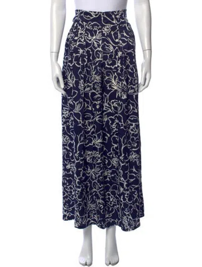 Pre-owned Misa Floral Print Wide Leg Pants In Blue/white