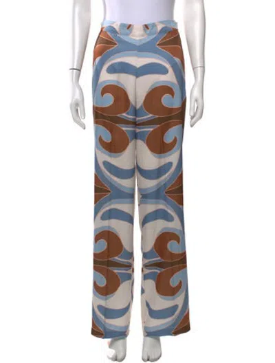 Pre-owned Misa Printed Wide Leg Pants In Blue