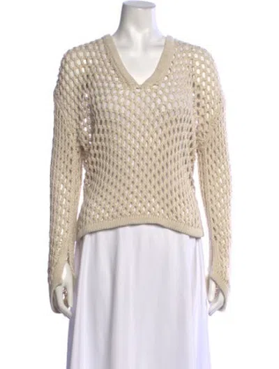 Pre-owned Misa V-neck Sweater In Neutrals