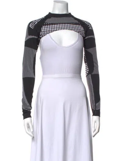 Pre-owned Misbhv Graphic Print Mock Neck Top In White