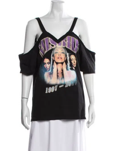Pre-owned Misbhv Graphic Print V-neck T-shirt In Black
