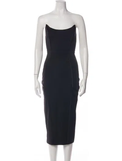 Pre-owned Misha Collection Strapless Knee-length Dress In Blue
