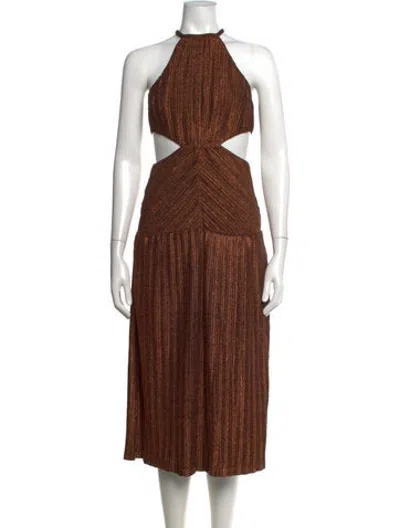 Pre-owned Misha Nylon Midi Length Dress W/ Tags In Metallic