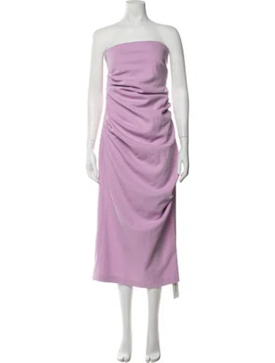 Pre-owned Misha Strapless Midi Length Dress In Purple