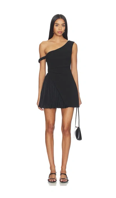 Misha The Volante Crepe Mini Dress In Black